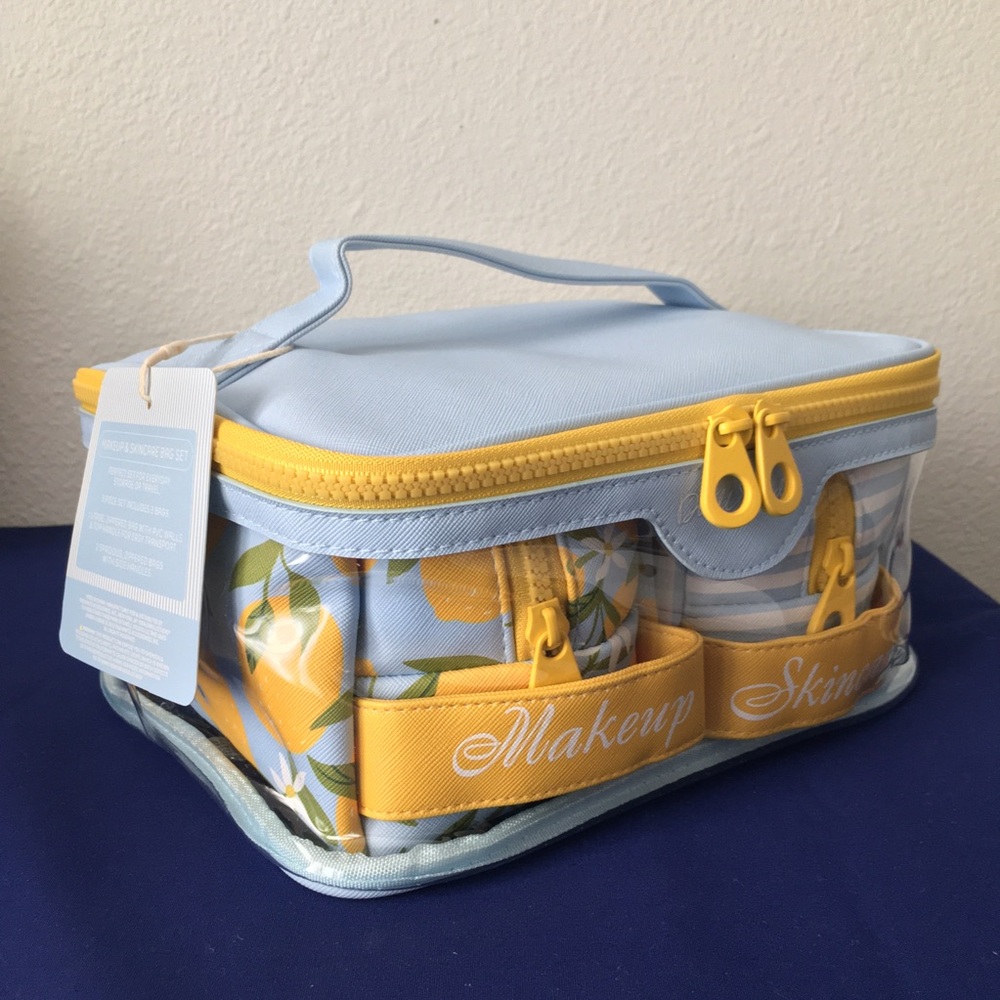 Lemon and Stripe Travel Cosmetic Bag Set - Picture 3 of 16